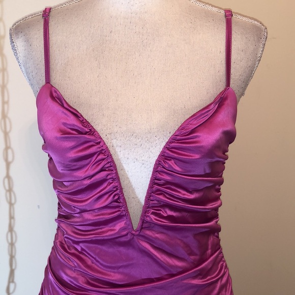 Fashion Nova Got A Crush hot pink satin mini dress - Picture 4 of 8